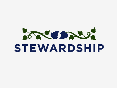 Stewardship logo concept blue concept green ivy leaves logo