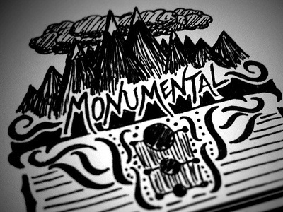 MONUMENTAL black black white doodle grey monumental pen ink sketch white