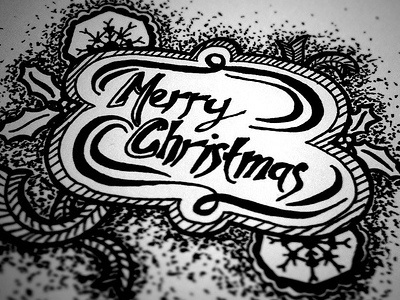 Merry Christmas - 2010 black christmas doodle merry white