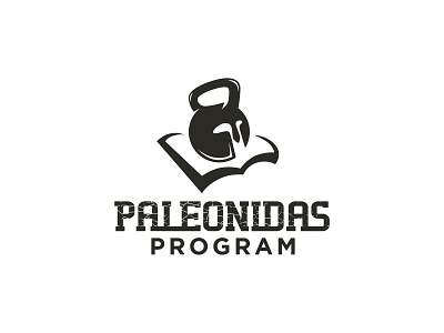 Paleonidas Program book brand crossfit fontstyle helmet hidden identity kettlebell leonidas logo negativespace paleo spartan sport type typography