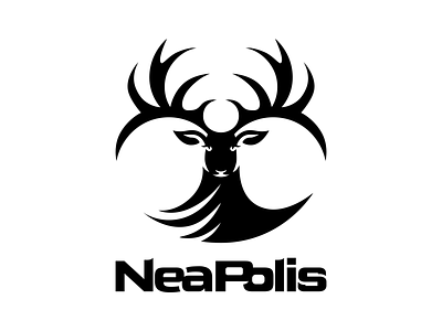 NeaPolis animal brand deer emblem hidden identity illustration logo logotype software typography