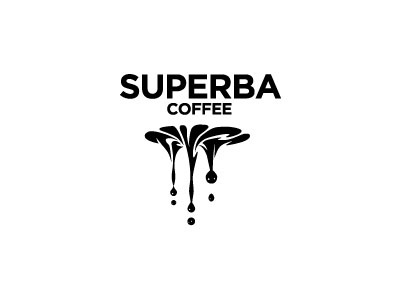 SUPERBA COFFEE Peter Vasvari and black coffee company distribution drawing drop illustration liquid logo negative positive roasting space wholesale