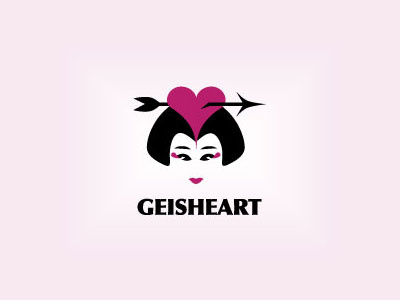 Geisheart face female geisha head heart woman