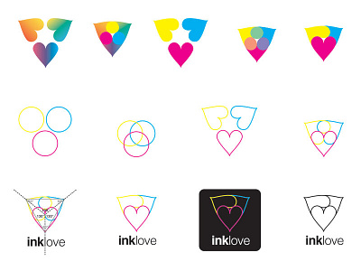 inklove logo case study color colors colours cyan heart ink line love magenta silhouette symbol yellow