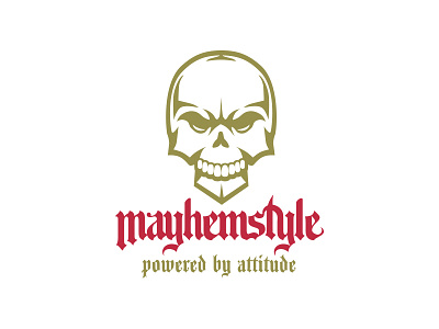 Mayhemstyle brand clothes clothing dress fashion garment head hidden logo logotype man mayhemstyle negative online positive skull space store typographic typography