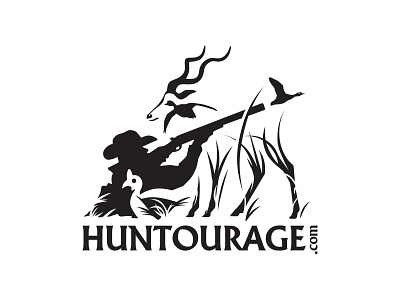 Huntourage animal antelope bird duck fowl guinea head hidden human hunter hunting illustration kudu logo mallard mammal people positive travel wing