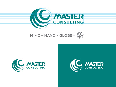 MASTER CONSULTING logo development distributor earth globe hand identity identity branding logo logotype mark payroll
