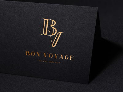 Bon Voyage luxury travel agency logo customtype lettering letterpress logo logotype mokcup monogram logo typeface typography