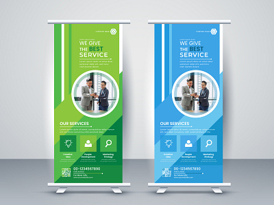 business stand banner design with angled cutout design 692345