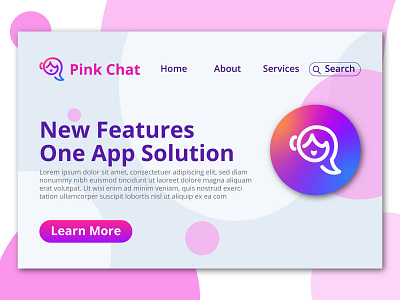 Pink Chat App Icon Landing Page Design app icon app logo brand identity branding chat icon chat logo female logo graphic design hero image icon illustration illustrator landing page logo medical icon ui ux vector website design