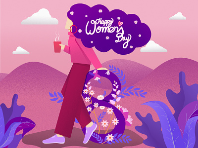 Women's Day - 8'th March Illustration 8th march branding female character female illustration flat illustration freedom graphic design il illustration illustrator landscape illustration pink vector vector illustration womens day