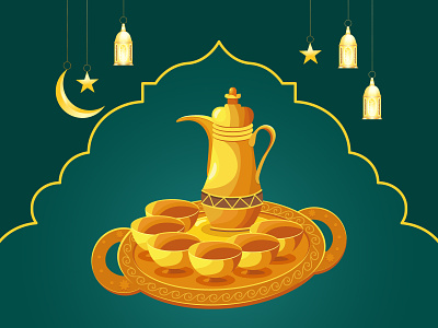Arabian Golden Jar Illustration branding creative design dribbble2022 eid festival food golden gorgeous gradient illustration illustrator islamic logo vector