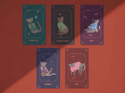 tarot 7 deadly sins art cards design cats design illustration tarot cards vector