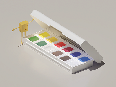 Escape 3d character design colors escape funny paint set simple watercolors