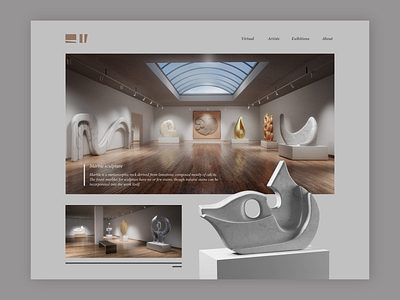 Sculpture Gallery 3d art artist design gallery gray marble space website wood