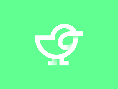 Bird bird bold green line logo outline simple white