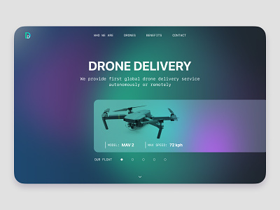 Delivery Service Landing design drone glass glassmorphism minimal service tech tech logo ui uiux web webdesign