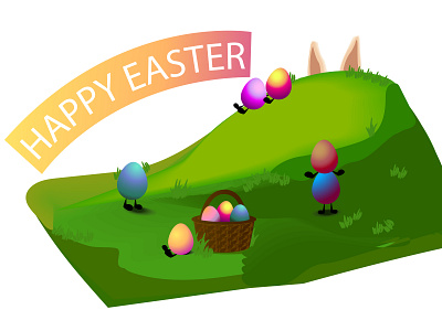 Happy Easter easter eggs illustration vector