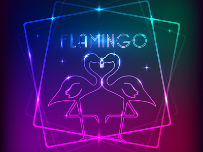 Flamingo neo design illustration logo nightclub vector