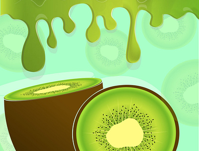 kiwi 3d design fruit illustration kiwifruit liquid vector