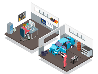 Auto repair shop adobe illustrator car design illustration repair vector