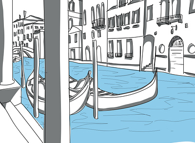 Venice no.1 2d architecture canals gondola illustration vector venice