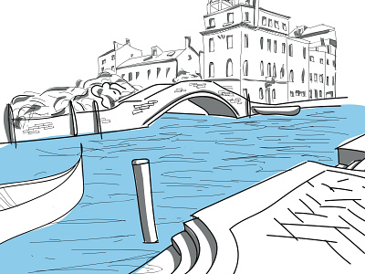 Venice no.2 2d architecture bridge canals illustration vector venice