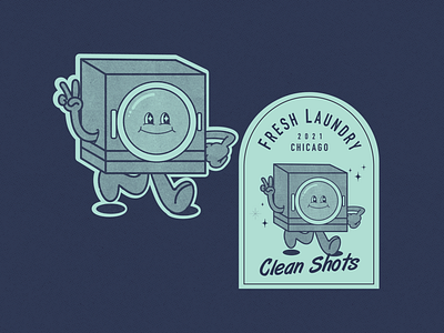 Fresh Laundry Blue badge design graphic design illustration retro typography vector vintage