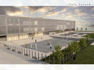 High school pedestrian image 3d artist 3d render 3d visualization 3dsmax architectural design architectural rendering architectural visualization architecture confort design exterior high school realistic 3d