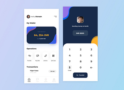 Bitkon - Money Transfer App app color concept design flat icon set icongraphy interactive design minimal ui ui design userinterface uxdesign whitespace