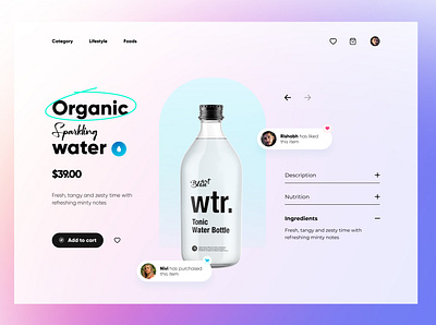 BlueArt - Organic Sparkling Water 💧 color colorful design minimal typography ui ui design userinterface