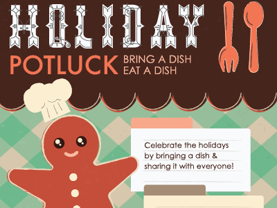Holiday Celebrate gingerbread gingham holiday illustration nelma poster potluck print vector