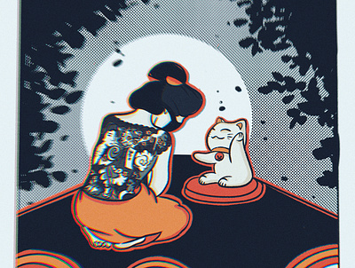 Bless me, Lucky Cat 🖤 illustration procreate