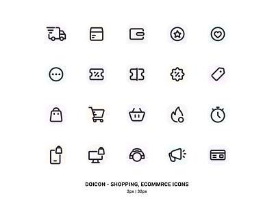 DOICON - Shopping & Ecommerce Icons Pack app icon basic icons commerce customer support delivery truck ecommerce icon essential icons flat icons glyph icons icon design line icons online shop icons online shopping shopping bag shopping cart shopping icons shopyfy ui design ui icons website icon
