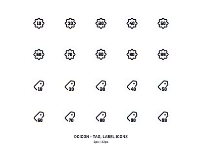 DOICON - Tag, Label Icons Pack about icons app icon basic icons commerce disount essential icons flat icons glyph icons icon design label icon line icons online shopping icons pixel perfect price tags svg icons tags icon ui design ui icons vector icon website icon