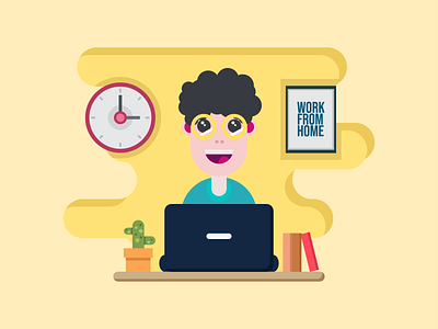 Man Work From Home covid-19 covid19 flat character flat character design flat design flat illustrations illustration man on the laptop new normal quarantine study from home work from home