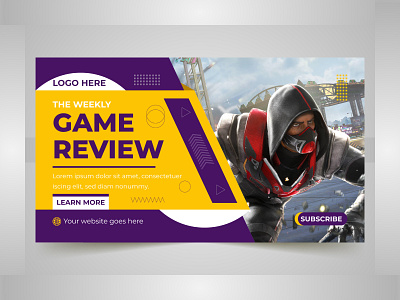 Video game review video thumbnail template design. channel