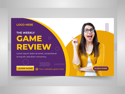 Video game review video thumbnail template design. channel