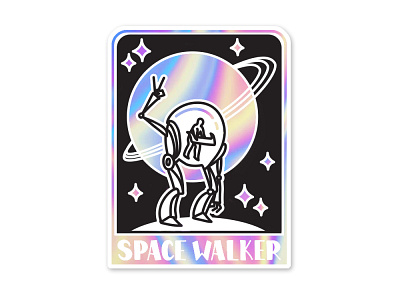 Space walker art branding bw character design holograph human icon illustration logo space spaceship vector