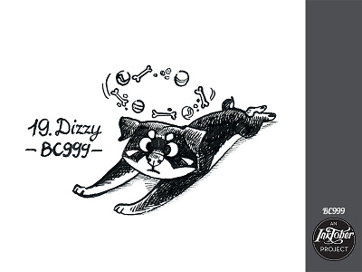 day19 inktober animal art bw character childish comic dizzy dog illustration ink inktober inktober2020