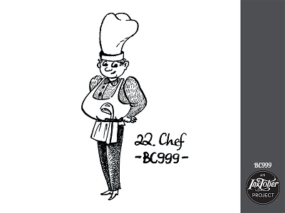 day22 inktober art bw character chef childish comic human illustration ink inktober inktober2020 man