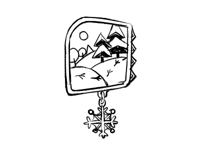 Sketch of the winter badge bw childish design illustration ink logo snow snowflake winter