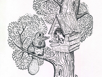 Platypus family animal cartoon character comic family ink lineart platypus tree