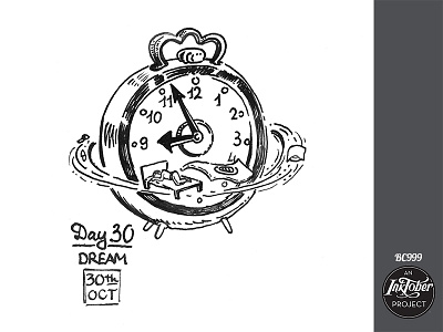 Day30 (inktober2017) alarm bw caricature comic dream human illustration ink inktober inktober2017 nib planet