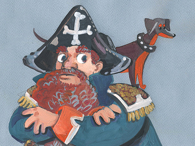 Pirat art character conceptart dachshund dog gouache painting pet pirat sea