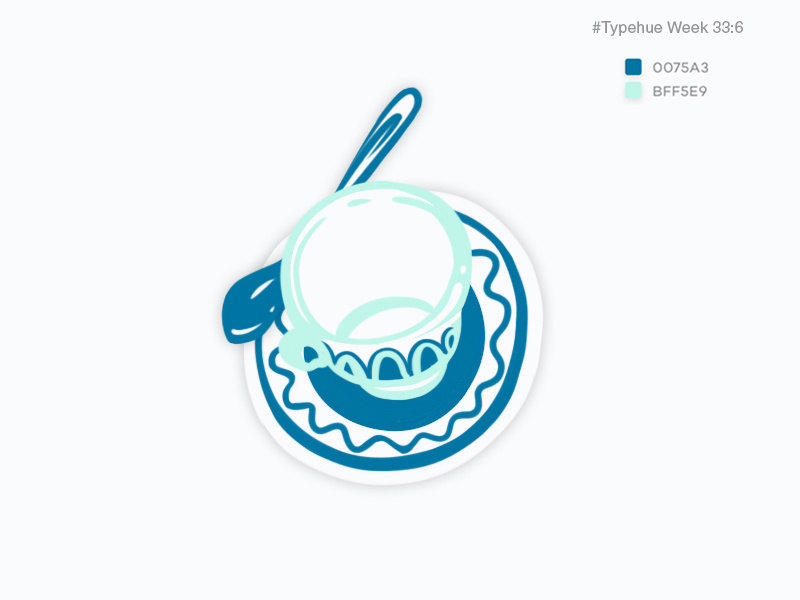 #Typehue Week 33: 6 stylization drink breakfast tea saucer spoon cup 6 six