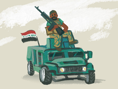 30 Min Design Challenge: I is for Irak car challenge human illustration irak war weapon