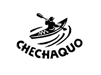 Chechaque logo bw canoe design drafting human logo river water