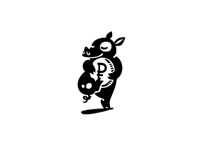 In love with the money coin design greed greedy illustration logo love money newyear pig rouble swine