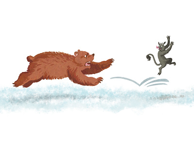 Belarusian fairy-tale2 animal bear catching character childish demon devil illustration imp run winter